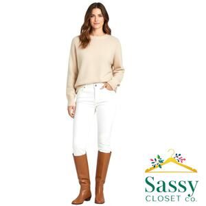 WHBM The Skinny Ankle White Jeans 10 High Rise Stretch Denim Pants EUC